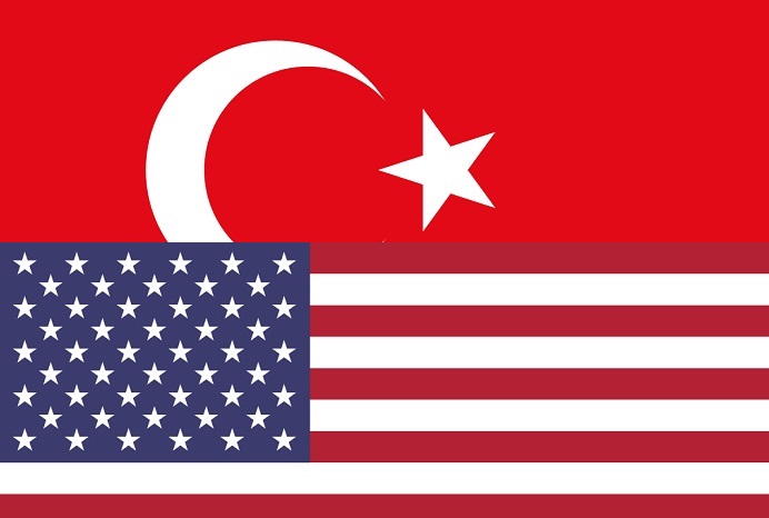 Vlag Turkije en VS